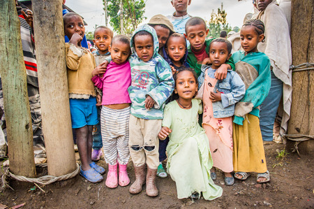 OMO, ETHIOPIA - SEPTEMBER 21, 2011: Unidentified Ethiopian children in the street. People in Ethiopia suffer of poverty due to the unstable situationのeditorial素材