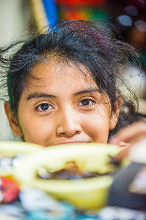 MANAGUA, NICARAGUA - JAN 6, 2012: Unidentified Nicaraguan girl portrait. 69% of Nicaranguan people belong to the Mestizo ethnic groupのeditorial素材