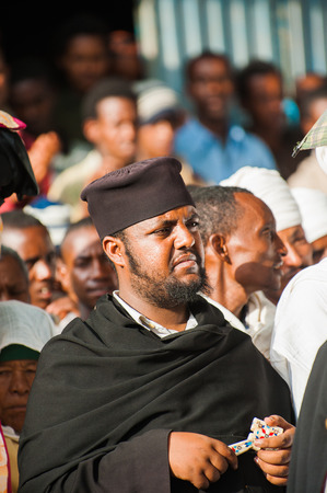 LALIBELA, ETHIOPIA - SEP 27, 2011:  Unidentified Ethiopian religious man during the Meskel festival in Ehtiopia, Sep 27, 2011. Meskel commemorates the finding of the True Crossのeditorial素材