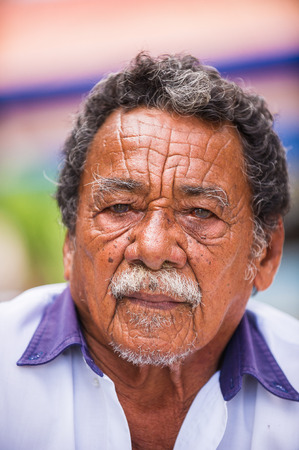 SAN JOSE, COSTA RICA - JAN 6, 2012: Unidentified Costa Rican  man with white mustache. 65.8% of Costa Rican people belong to the White (Castizo) ethnic groupのeditorial素材