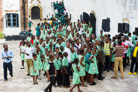 GHANA, ACCRA - MARCH 2, 2012: Group of students of the Saint Leo International School  came to see...