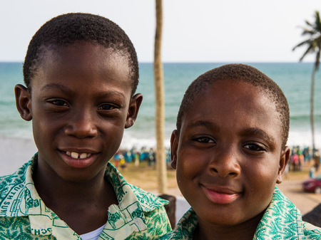 ACCRA, GHANA - MARCH 2, 2012: Unidentified Ghanaian friends smil for the camera. People of Ghana...