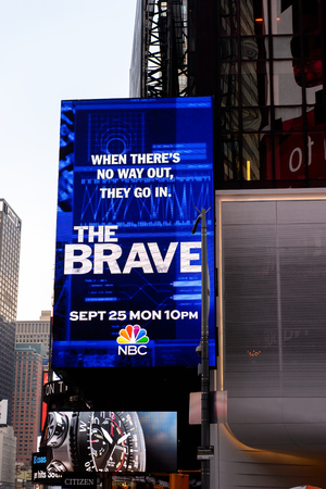 NEW YORK, USA - SEP 16, 2017: The Brave screen, Architecture of Manhattan, New York City, United States of Americaのeditorial素材