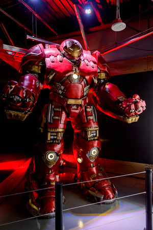 LAS VEGAS, NV, USA - SEP 20, 2017: Hulk Buster Iron Man costume at the Tony Stark base at the Avengers experience in Las Vegas.のeditorial素材