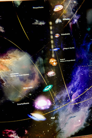 LAS VEGAS, NV, USA - SEP 20, 2017: Planets on the screen of Thor room at the Avengers Station complex in Las Vegas.のeditorial素材