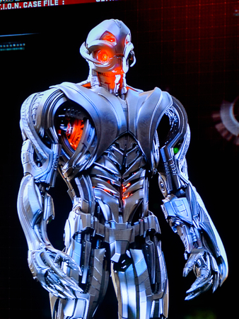 LAS VEGAS, NV, USA - SEP 20, 2017: Ultron image on the screen at the Avengers Station complex in Las Vegas.のeditorial素材
