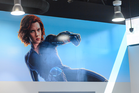 LAS VEGAS, NV, USA - SEP 20, 2017: Poster of Scarlett Johansson as Black Widow at the Avengers...