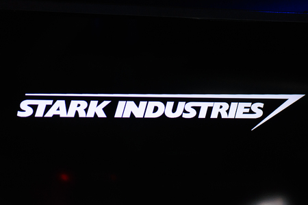LAS VEGAS, NV, USA - SEP 20, 2017: Stark Industries logo at the Tony Stark base at the Avengers experience in Las Vegas.のeditorial素材
