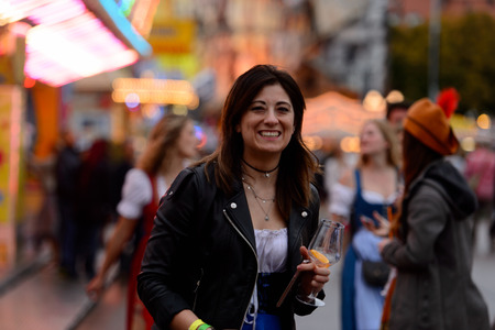 MUNICH, GERMANY - OCT 2, 2017: Unidentified girl at the Octoberfest,  the world's largest festivalのeditorial素材