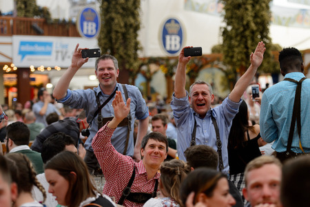 MUNICH, GERMANY - OCT 2, 2017: Unidentified man at the Octoberfest,  the world's largest festivalのeditorial素材