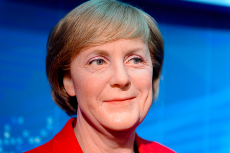 VIENNA, AUSTRIA - OCT 4, 2017: Angela Merkel, the Chancellor of Germany, Madame Tussauds wax museum in Vienna.のeditorial素材
