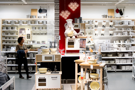 LUGANO, SWITZERLAND -NOV 4, 2017: Kitchen area of the IKEA shop in Lugano, Switzerland. The company was found in Sweden in 1943のeditorial素材