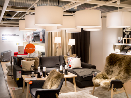 LUGANO, SWITZERLAND -NOV 4, 2017: Interior of the IKEA shop in Lugano, Switzerland. The company was found in Sweden in 1943のeditorial素材