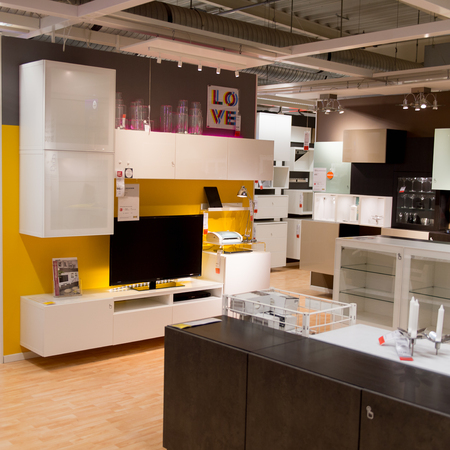 LUGANO, SWITZERLAND -NOV 4, 2017: Interior of the IKEA shop in Lugano, Switzerland. The company was found in Sweden in 1943のeditorial素材