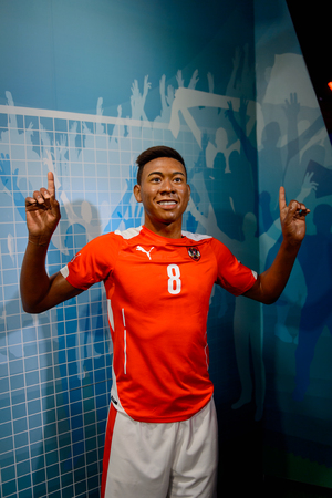 VIENNA, AUSTRIA - OCT 4, 2017: David Olatukunbo Alaba, an Austrian professional footballer, Madame Tussauds wax museum in Vienna.のeditorial素材