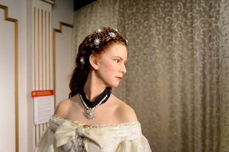 VIENNA, AUSTRIA - OCT 4, 2017:  Elisabeth in Bavaria (Sisi) , Empress of Austria and Queen of Hungary, Madame Tussauds wax museum in Vienna.のeditorial素材