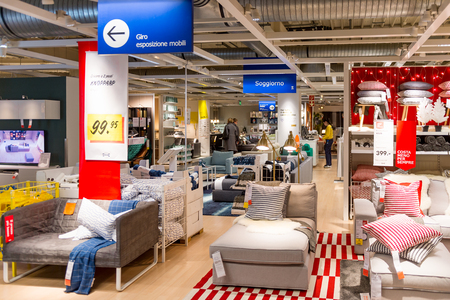 LUGANO, SWITZERLAND -NOV 4, 2017: Interior of the IKEA shop in Lugano, Switzerland. The company was found in Sweden in 1943のeditorial素材