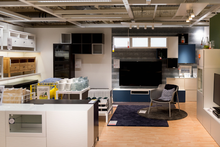 LUGANO, SWITZERLAND -NOV 4, 2017: Interior of the IKEA shop in Lugano, Switzerland. The company was found in Sweden in 1943のeditorial素材