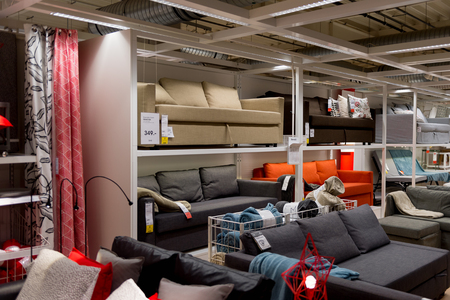 LUGANO, SWITZERLAND -NOV 4, 2017: Interior of the IKEA shop in Lugano, Switzerland. The company was found in Sweden in 1943のeditorial素材
