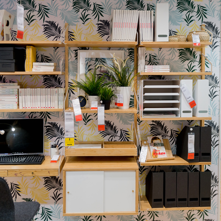 LUGANO, SWITZERLAND -NOV 4, 2017: Kitchen in the IKEA shop in Lugano, Switzerland. The company was found in Sweden in 1943のeditorial素材