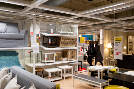 LUGANO, SWITZERLAND -NOV 4, 2017: Interior of the IKEA shop in Lugano, Switzerland. The company was found in Sweden in 1943のeditorial素材