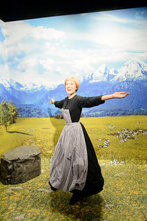 VIENNA, AUSTRIA - OCT 4, 2017: Julie Andrews as Maria von Trapp from the Sound of Music, Madame Tussauds wax museum in Vienna.のeditorial素材