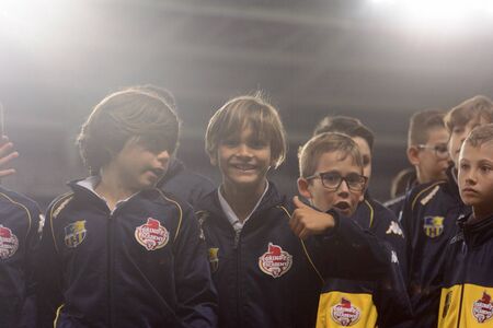 TURIN, ITALY - OCT 6, 2018: Children visit the game Torino - Frosinone. Serie A TIMのeditorial素材
