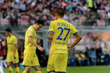 MILAN - OCT 7, 2018: Fabio Depaoli. AC Milan - Chievo. San Siro stadium. Serie A.のeditorial素材