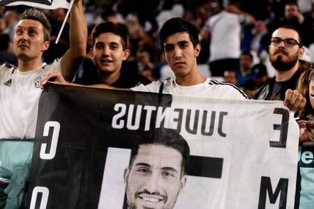 TURIN - OCT 20, 2018:  Fans on the Tribunes of the Alliaz Stadium. Italian league Serie A.のeditorial素材