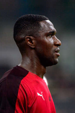 MILAN - OCT 25, 2018: Cristian Zapata 17 close up portrait. AC Milan - Betis. UEFA Europe League....