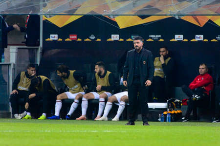 MILAN - OCT 25, 2018: Gennaro Gattuso, the AC Milan legendary player and actual coach. AC Milan - Betis. UEFA Europe League. Giuseppe Meazza stadium.のeditorial素材