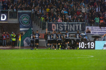 ROME - OCT 29, 2018: Marcelo Brozovic 77 celebrates the goal he scored. SS Lazio - FC Internazionale...