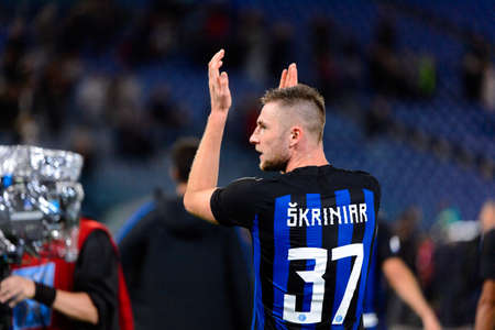 ROME - OCT 29, 2018: Milan Skriniar 37 close up portrait. SS Lazio - FC Internazionale Milano. Serie...