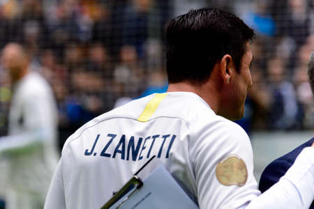 Milan - Nov 6. 2018: Javier Zanetti. Friendly match Inter Forever - Barca Legendsのeditorial素材