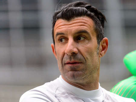 Milan - Nov 6, 2018: Luis Figo portrait close up. Friendly match Inter Forever - Barca Legendsのeditorial素材