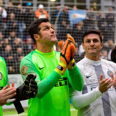 Milan - Nov 6. 2018: Julio Cesar. Friendly match Inter Forever - Barca Legendsのeditorial素材