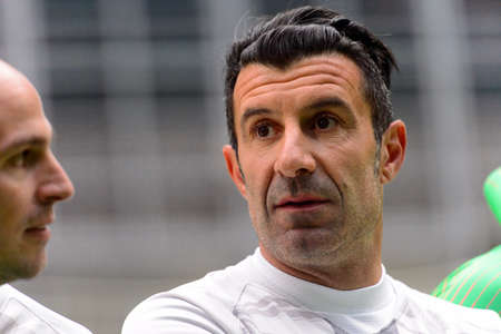 Milan - Nov 6, 2018: Luis Figo portrait close up. Friendly match Inter Forever - Barca Legends