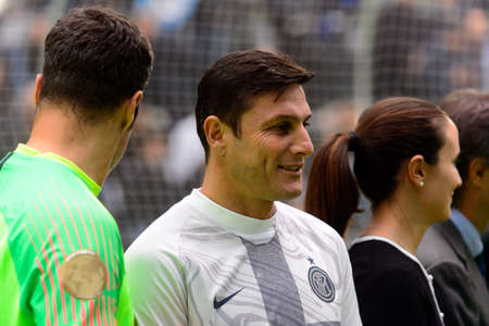 Milan - Nov 6. 2018: Javier Zanetti portrait. Friendly match Inter Forever - Barca Legends