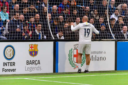 Milan - Nov 6, 2018: Esteban Cambiasso. Friendly match Inter Forever - Barca Legendsのeditorial素材