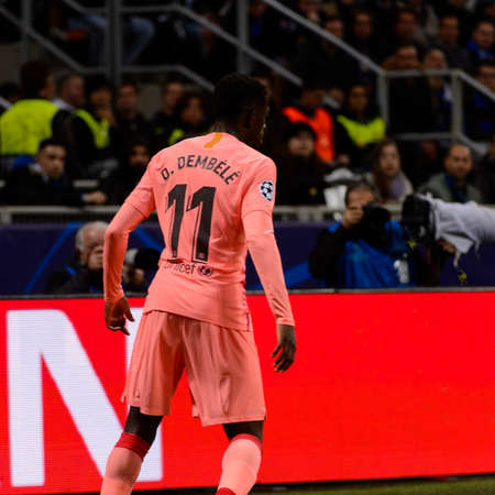 Milan - Nov 6, 2018: Ousmane Dembele 11. FC Internazionale - FC Barcelona. UEFA Champions League....