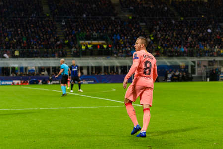 Milan - Nov 6, 2018:  Arthur. FC Internazionale - FC Barcelona. UEFA Champions League. Matchday 4.のeditorial素材
