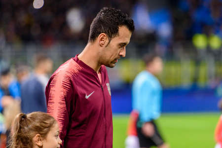 Milan - Nov 6, 2018: Sergio Busquets.  FC Internazionale - FC Barcelona. UEFA Champions League. Matchday 4.のeditorial素材