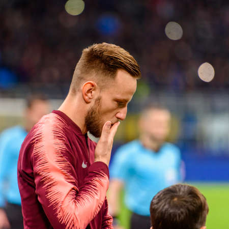 Milan - Nov 6, 2018:  Ivan Rakitic portrait. FC Internazionale - FC Barcelona. UEFA Champions League. Matchday 4. San Siro stadium.のeditorial素材