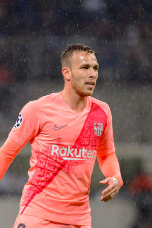 Milan - Nov 6, 2018: Arthur. FC Internazionale - FC Barcelona. UEFA Champions League. Matchday 4. Giuseppe Meazza (San Siro) stadium.のeditorial素材
