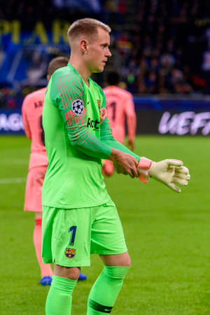 Milan - Nov 6, 2018:  Marc-Andre ter Stegen portrait. FC Internazionale - FC Barcelona. UEFA Champions League. Matchday 4. San Siro stadium.のeditorial素材