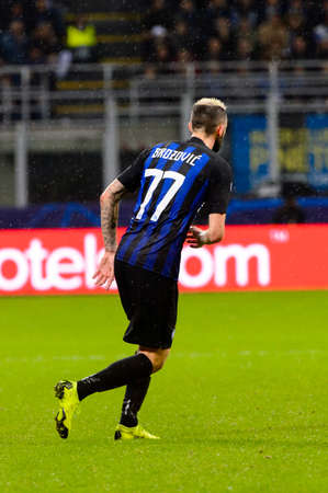 Milan - Nov 6, 2018: Marcelo Brozovic 77.  FC Internazionale - FC Barcelona. UEFA Champions League. Matchday 4. Giuseppe Meazza (San Siro) stadium.のeditorial素材