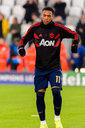 Turin - Nov 7, 2018: Anthony Martial 11 warms up. Juventus - Manchester United. UEFA Champions League. Matchday 4. Allianz stadium.のeditorial素材