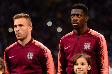 Milan - Nov 6, 2018: Ousmane Dembele. FC Internazionale - FC Barcelona. UEFA Champions League. Matchday 4.のeditorial素材