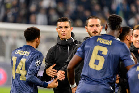 Turin - Nov 7, 2018:  Cristiano Ronaldo 7. Juventus - Manchester United. UEFA Champions League....