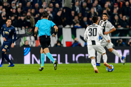 Turin - Nov 7, 2018: Rodrigo Bentancur 30 . Juventus - Manchester United. UEFA Champions League. Matchday 4. Allianz stadium.のeditorial素材